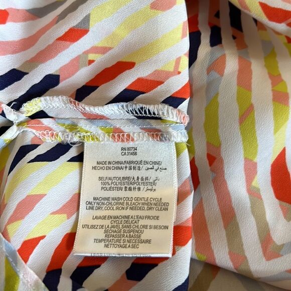 BCBGeneration orange yellow line pattern short cuffed sleeve blouse Size S - Picture 7 of 9